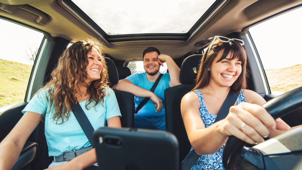 Friends on a roadtrip in the car