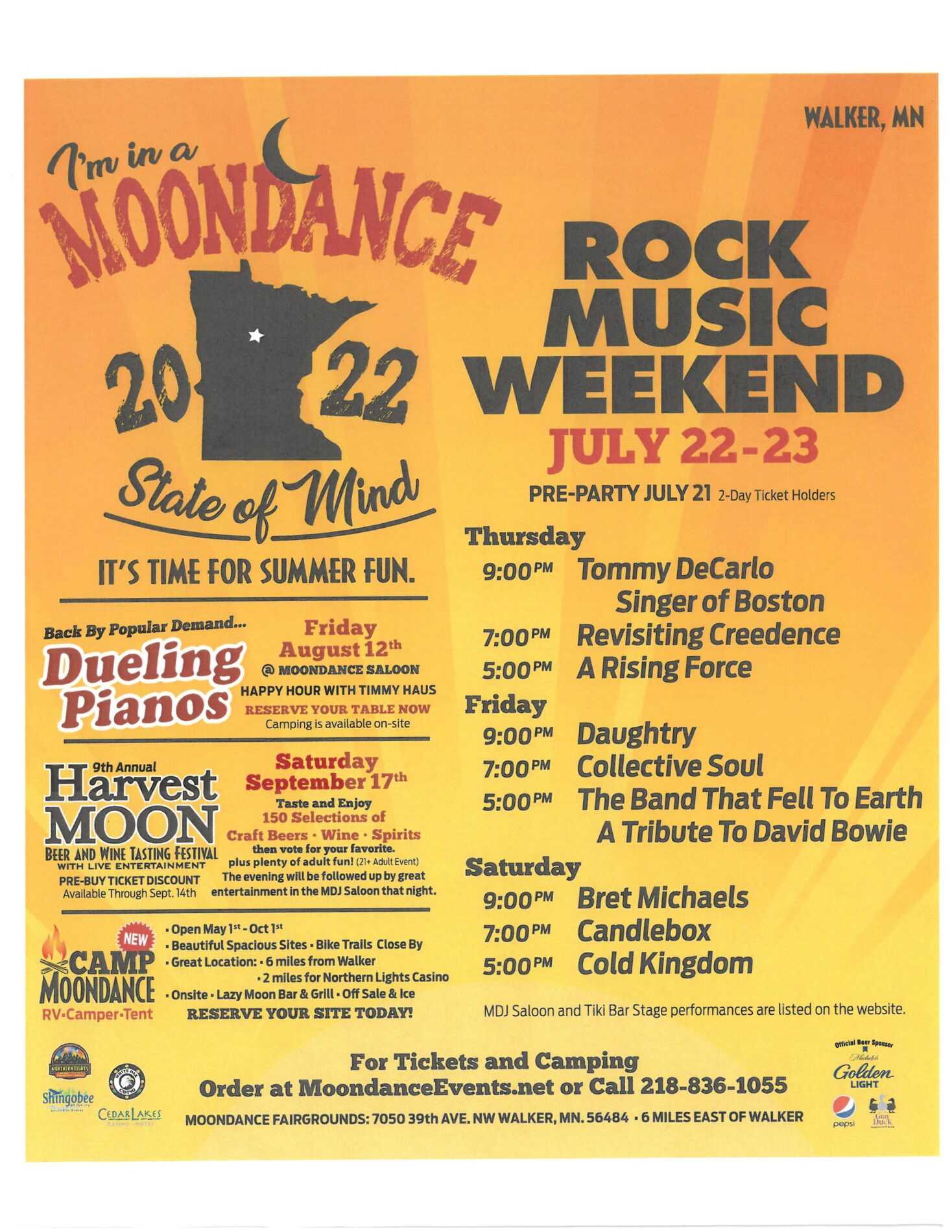 Moondance Rock Music Weekend Poster 2022